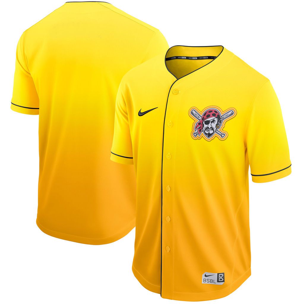 Men Pittsburgh Pirates Blank Yellow Nike Fade MLB Jersey->chicago cubs->MLB Jersey